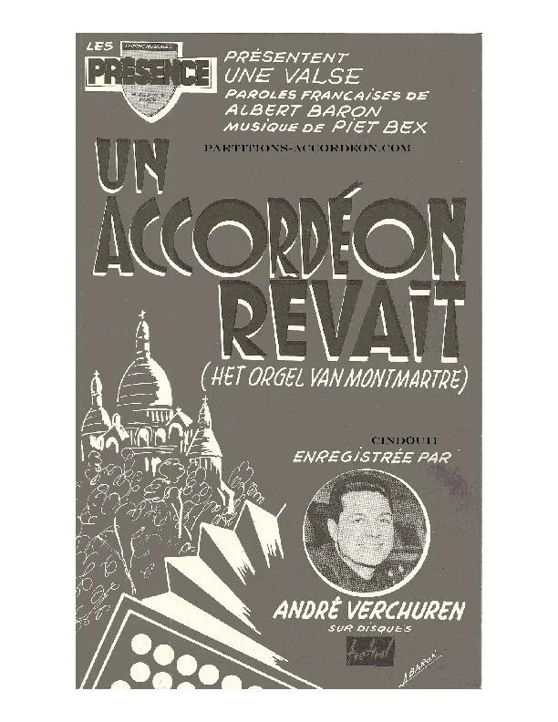 télécharger la partition d'accordéon Un accordéon rêvait (Het orgel van Montmartre) (Enregistrée par André Verchuren) (Orchestration) (Valse) au format PDF