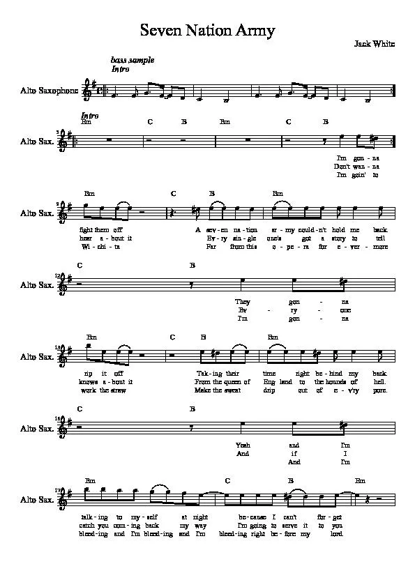 télécharger la partition d'accordéon Seven Nation Army au format PDF