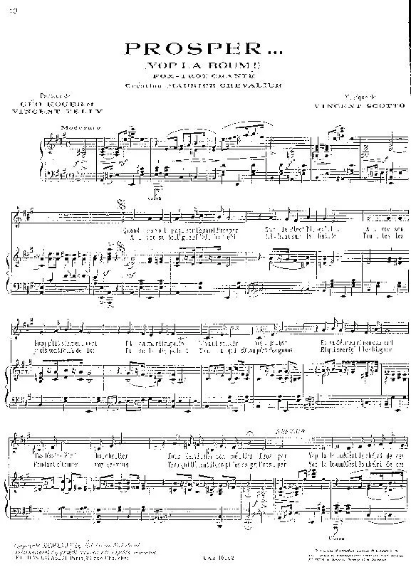 télécharger la partition d'accordéon Prosper (Yop la Boum) (Chant : Maurice Chevalier) (Fox Trot) au format PDF