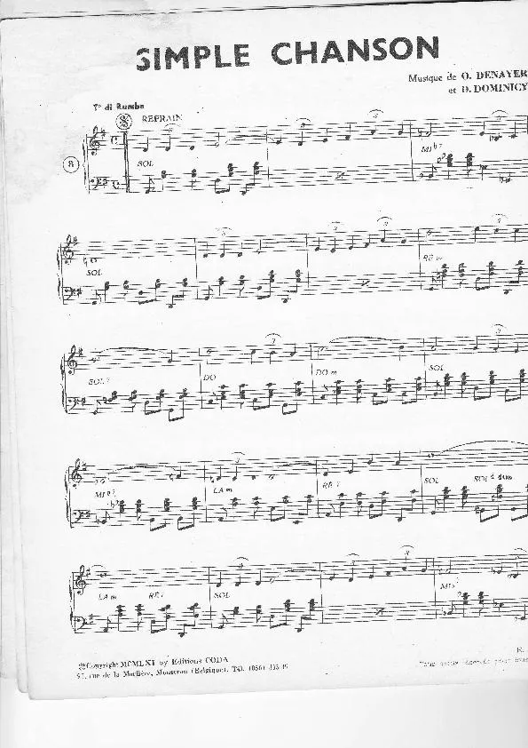 télécharger la partition d'accordéon Simple chanson (Rumba) au format PDF