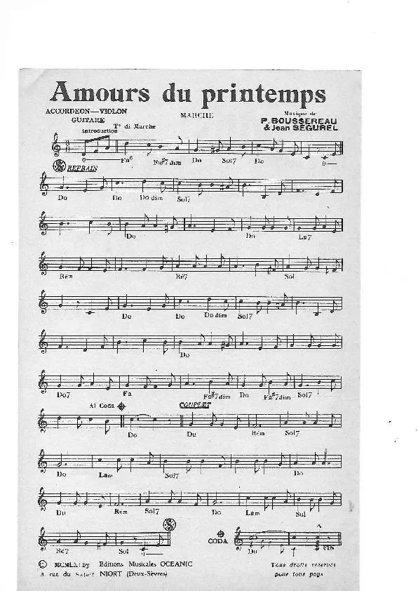 télécharger la partition d'accordéon Amours du printemps (Marche) au format PDF