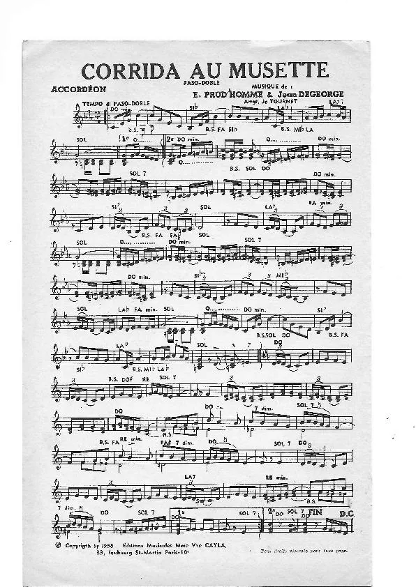 télécharger la partition d'accordéon Corrida au musette (Arrangement : Jo Tournet) (Paso Doble) au format PDF