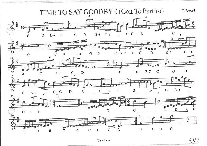 télécharger la partition d'accordéon Time to say goodbye (Con te partiro) (Chant : Andrea Bocelli) au format PDF
