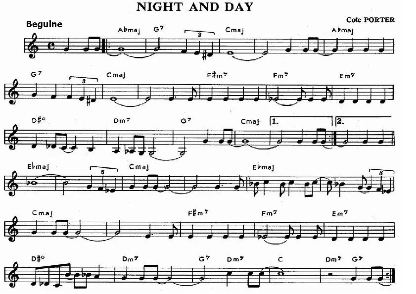 télécharger la partition d'accordéon Night and Day (Tout le jour Toute la nuit) (Beguine) au format PDF
