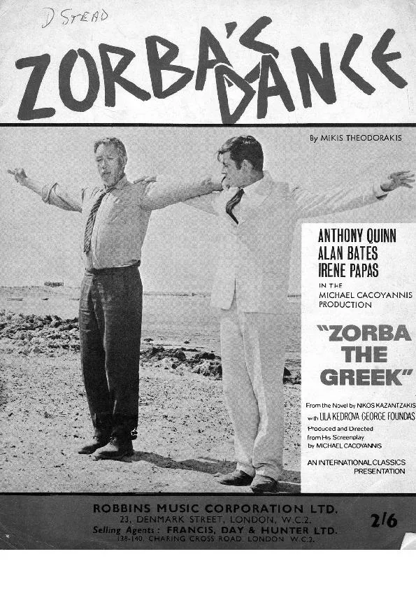 télécharger la partition d'accordéon Zorba's Dance (Du Film : Zorba le Grec) (Chant : Dalida) (Sirtaki) au format PDF