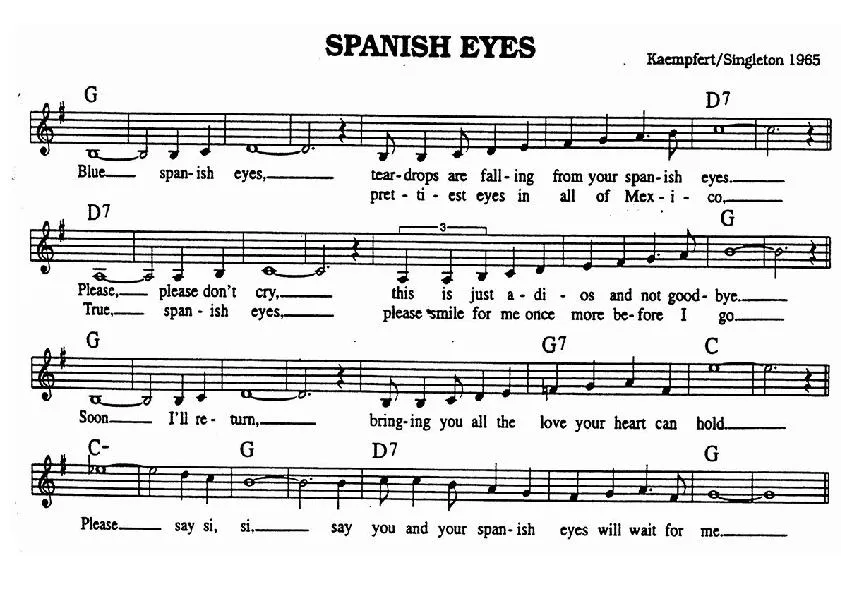télécharger la partition d'accordéon Spanish Eyes au format PDF