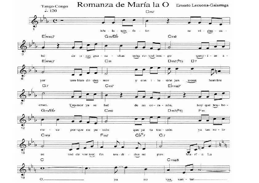 télécharger la partition d'accordéon Romanza de Maria la O (Tango / Congo) au format PDF