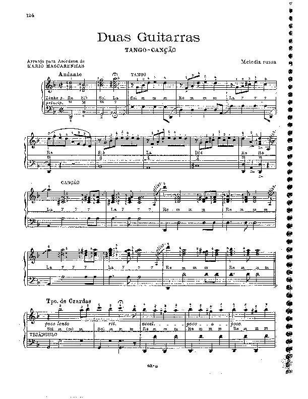 télécharger la partition d'accordéon Duas Guitarras (Deux Guitares) (Arrangement pour accordéon de Mario Mascarenhas) (Czardas Tango) au format PDF