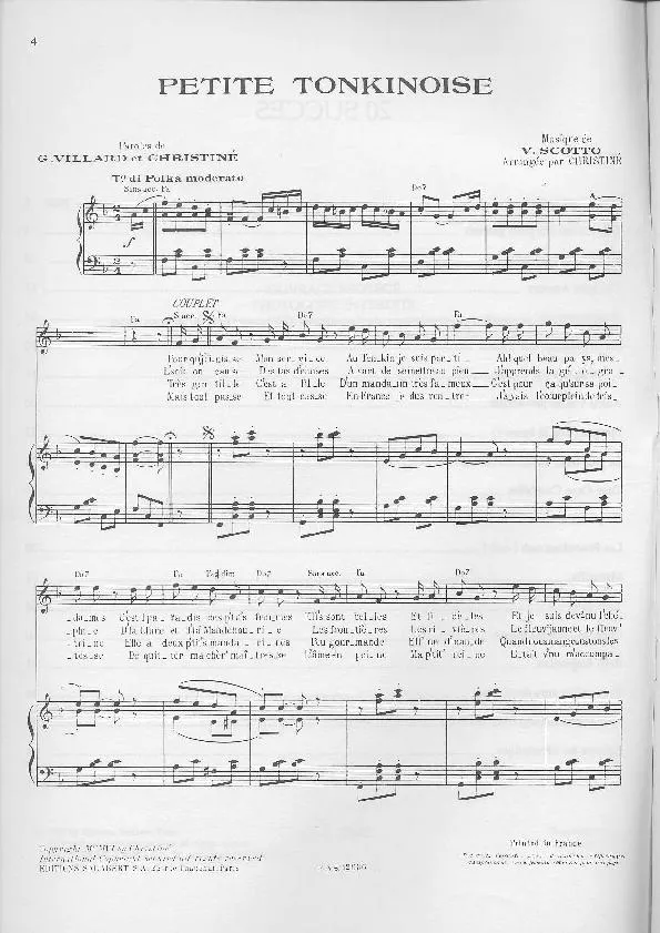 télécharger la partition d'accordéon Petite Tonkinoise (Chant : Josephine Baker) (Polka) au format PDF