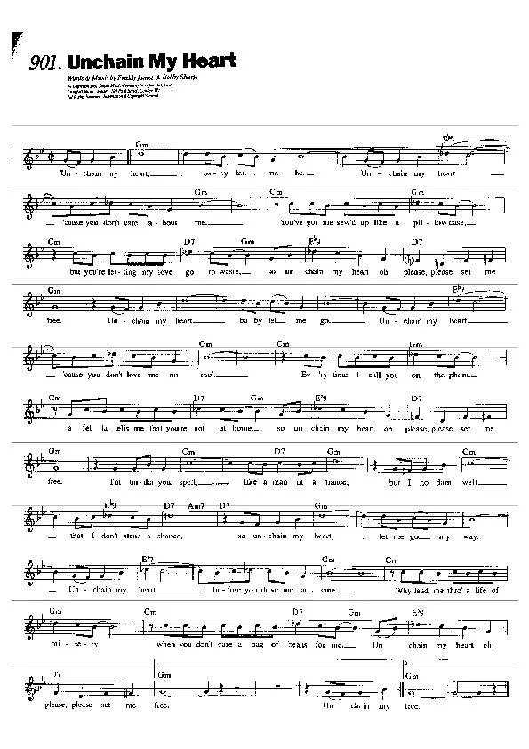 télécharger la partition d'accordéon Unchain my Heart (Beat) au format PDF