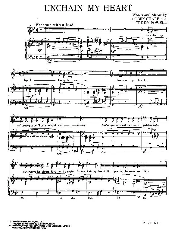 télécharger la partition d'accordéon Unchain my heart (Chant : Ray Charles) au format PDF