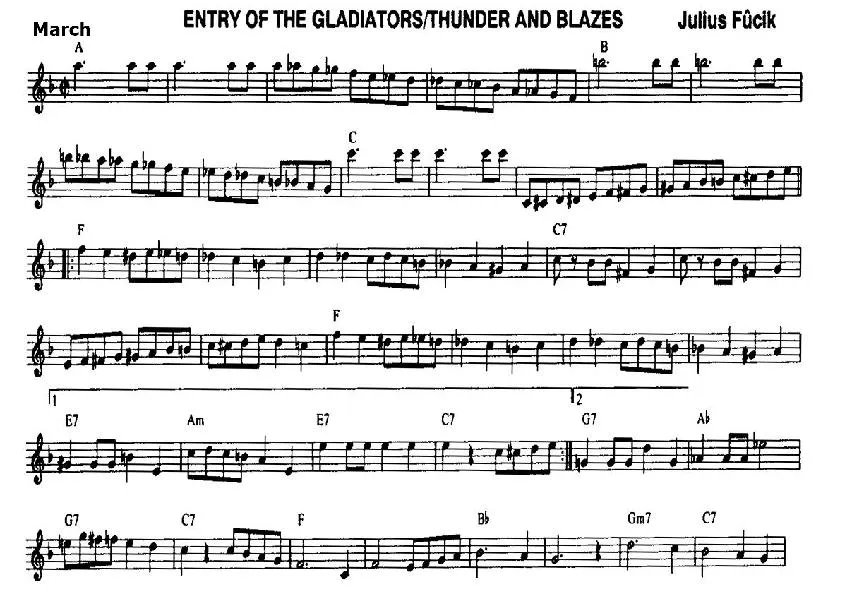 télécharger la partition d'accordéon Thunder and Blazes (Entry of the Gladiators) (Entrée des gladiateurs) (March) au format PDF