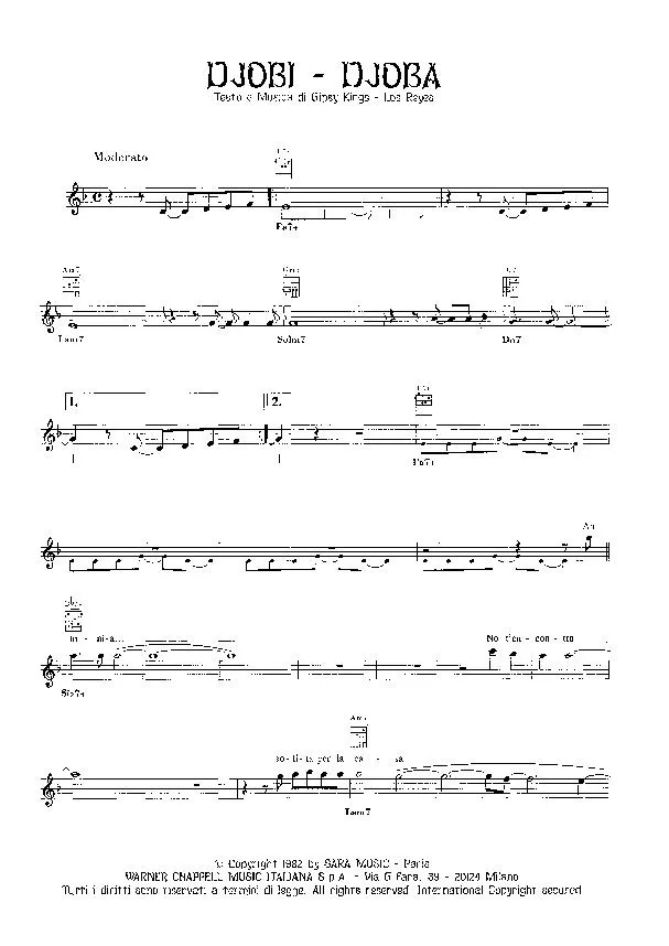 télécharger la partition d'accordéon Djobi Djoba (Flamenco Rumba) au format PDF