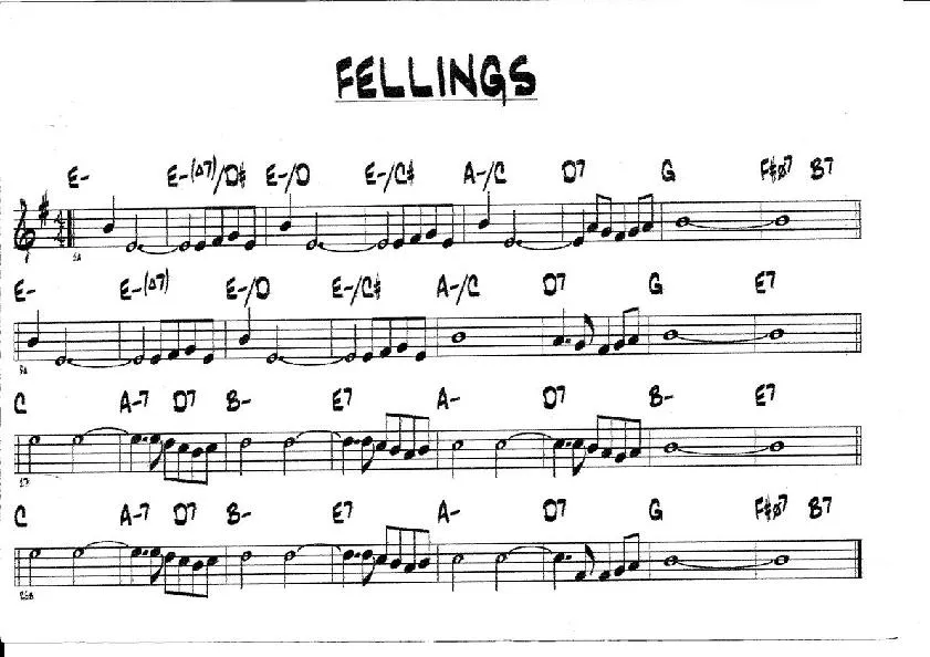 télécharger la partition d'accordéon Feelings (Chant : Mike Brant) au format PDF