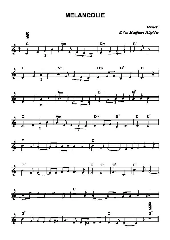 télécharger la partition d'accordéon Mélancolie (Rumba) au format PDF