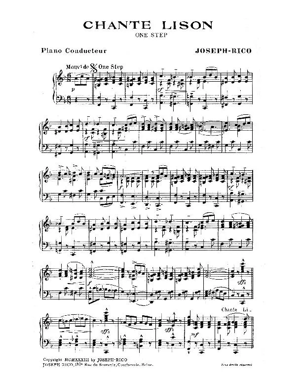télécharger la partition d'accordéon Chante Lison (One Step) (Partie Piano Conducteur)  au format PDF