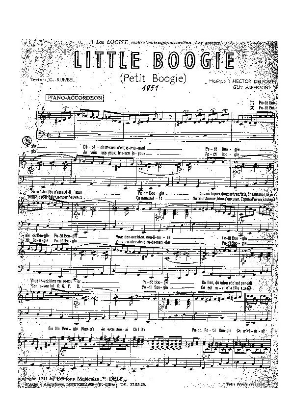 télécharger la partition d'accordéon Little Boogie (Petit Boogie) au format PDF