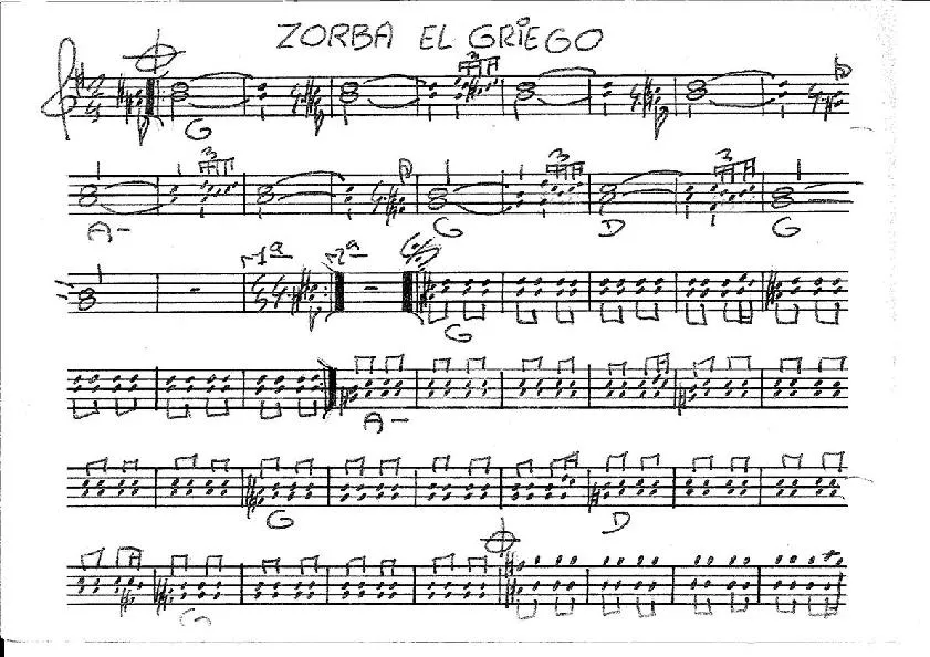 télécharger la partition d'accordéon Zorba El Griego (Du Film : Zorba le Grec) (Chant : Dalida) au format PDF
