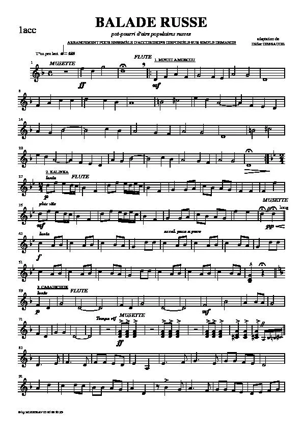 télécharger la partition d'accordéon Balade Russe (Pot-Pourri d'Airs Populaires Russes) (1er Accordéon) au format PDF
