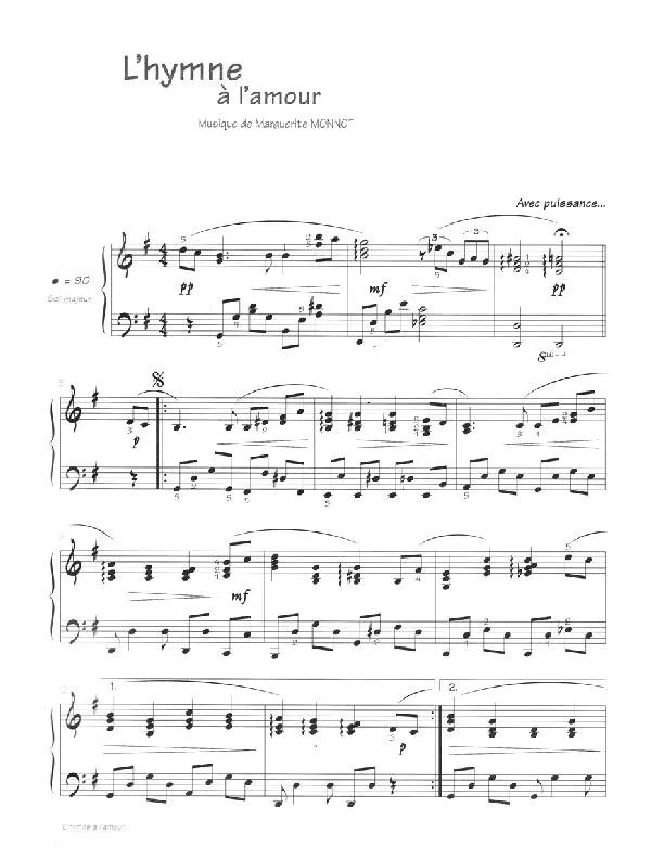 télécharger la partition d'accordéon L'hymne à l'amour au format PDF