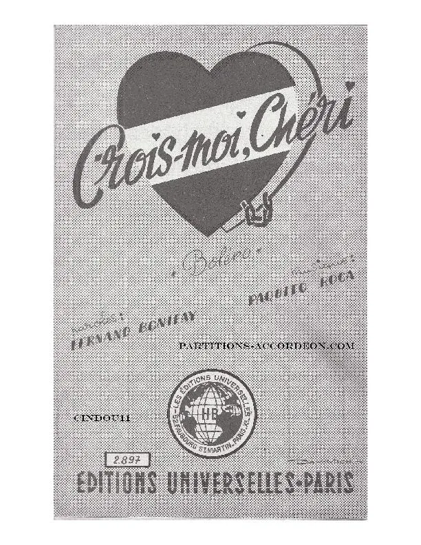 télécharger la partition d'accordéon Crois-moi Chéri (Orchestration Complète) (Boléro) au format PDF