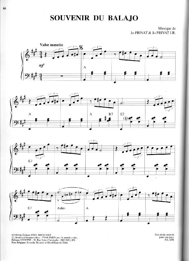 télécharger la partition d'accordéon Souvenir du Balajo (Valse Musette) au format PDF