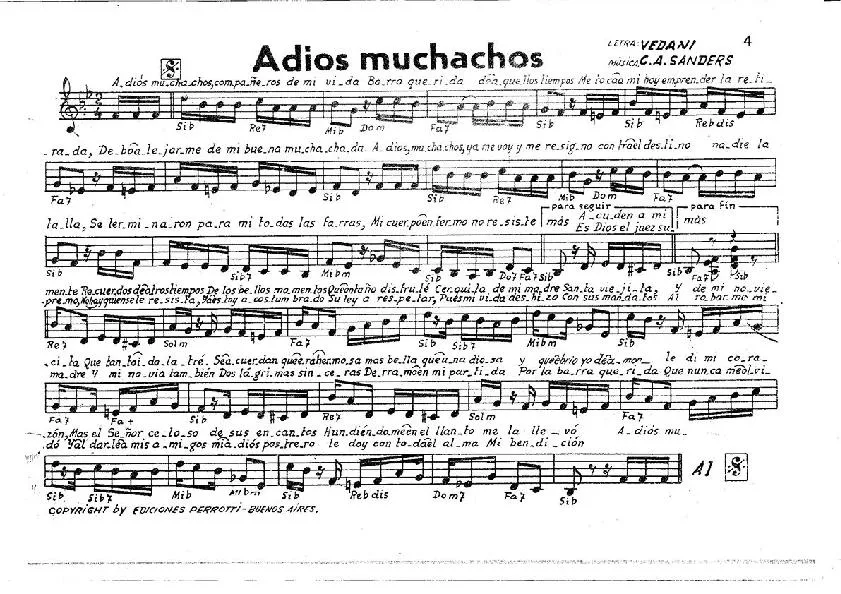 télécharger la partition d'accordéon Adios Muchachos    (Tango) au format PDF