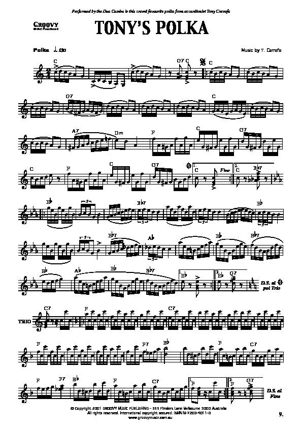 télécharger la partition d'accordéon Tony's Polka au format PDF