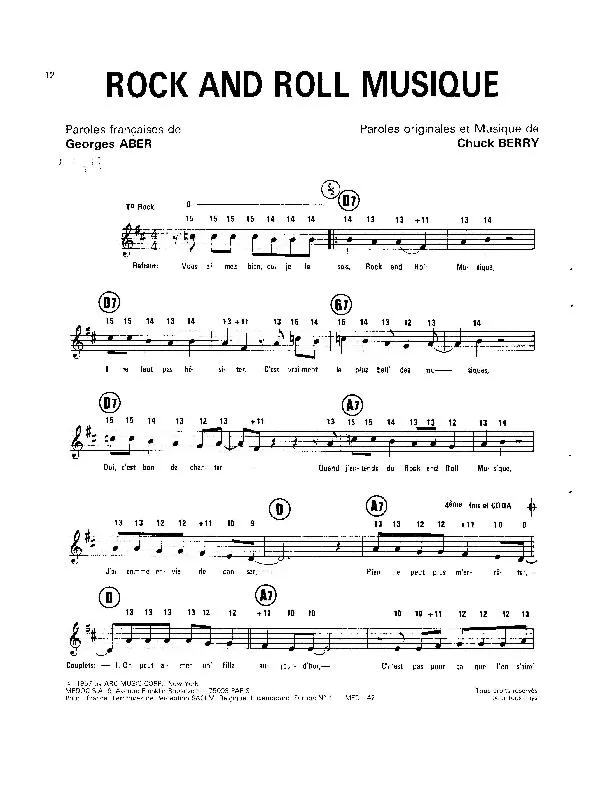 télécharger la partition d'accordéon Rock and Roll Musique (Chant : Johnny Hallyday) au format PDF