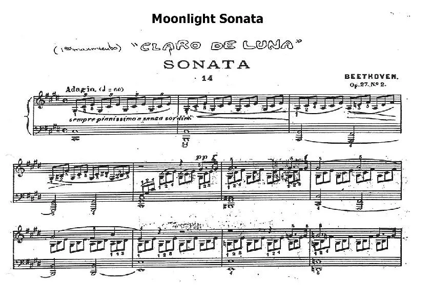 télécharger la partition d'accordéon Moonlight Sonata au format PDF