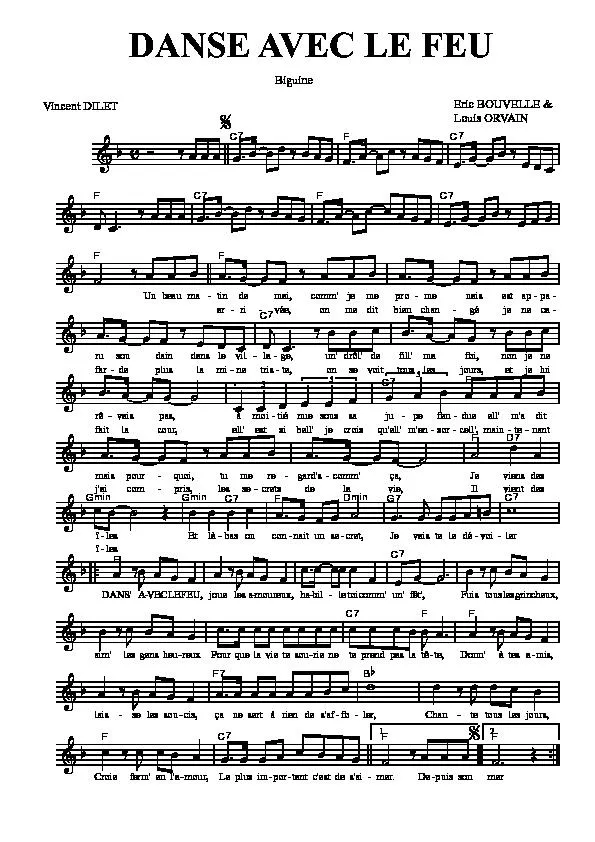 télécharger la partition d'accordéon Danse avec le feu (Biguine) au format PDF