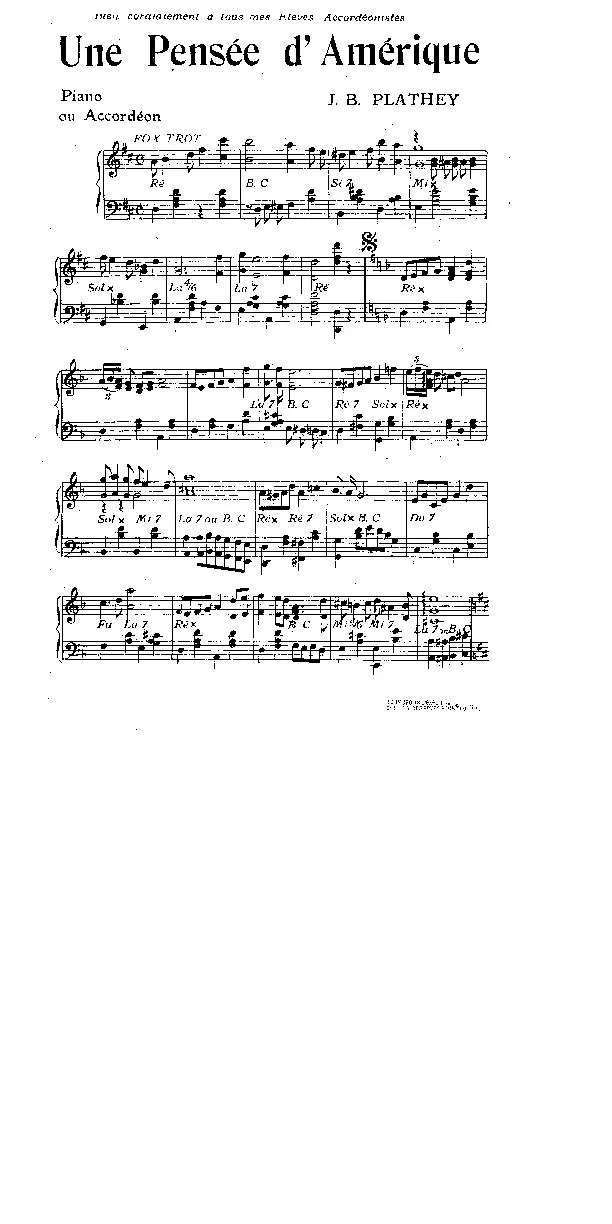 télécharger la partition d'accordéon Une pensée d'Amérique (Fox Trot) au format PDF