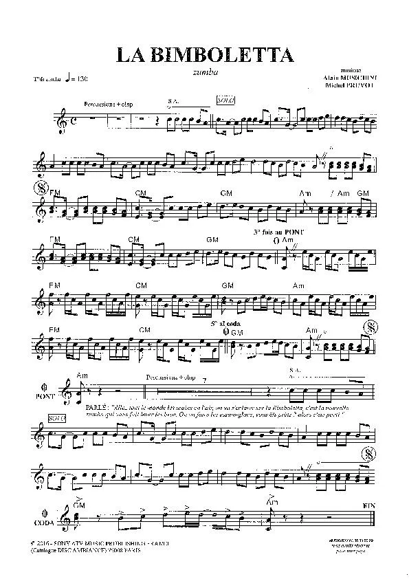 télécharger la partition d'accordéon La Bimboletta (Zumba) au format PDF