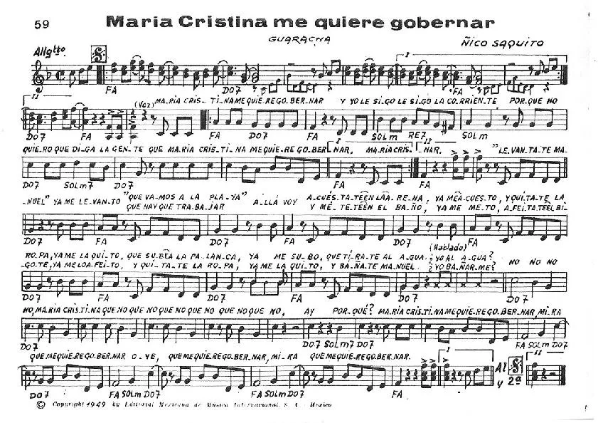 télécharger la partition d'accordéon Maria Cristina me guiere gobernar (Guaracha) au format PDF