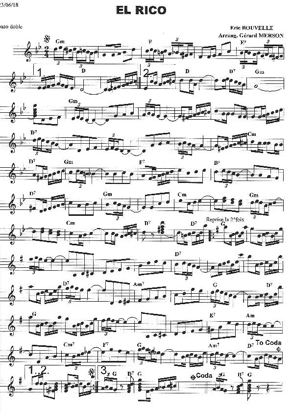 télécharger la partition d'accordéon El Rico (Arrangement : Gérard Merson) (Paso Doble) au format PDF