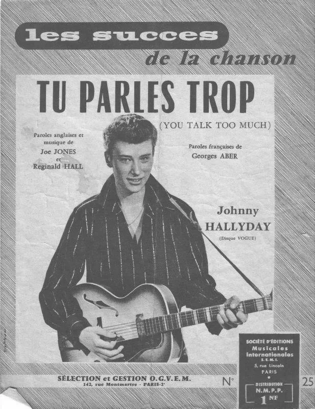 télécharger la partition d'accordéon Tu parles trop (You talk too much) (Chant : Johnny Hallyday) (Rock and Roll) au format PDF