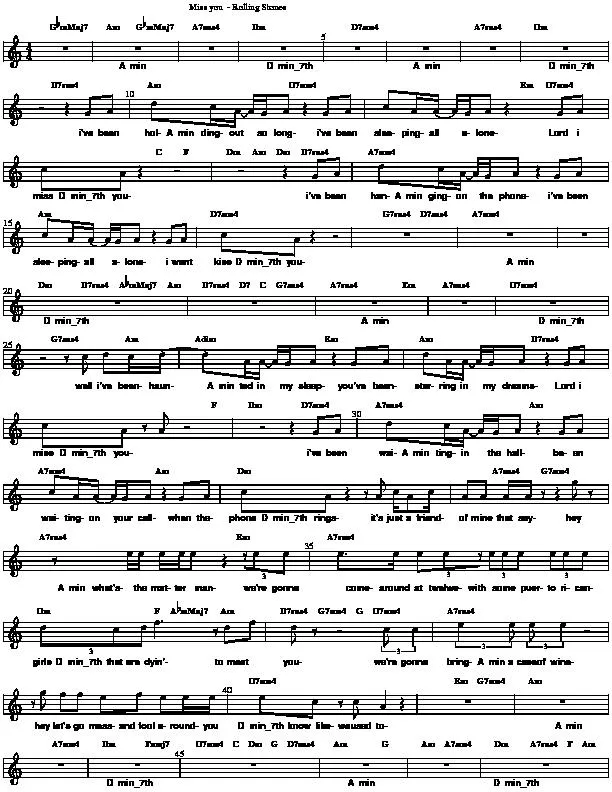télécharger la partition d'accordéon Miss you (Chant : The Rolling Stones) (Relevé) au format PDF