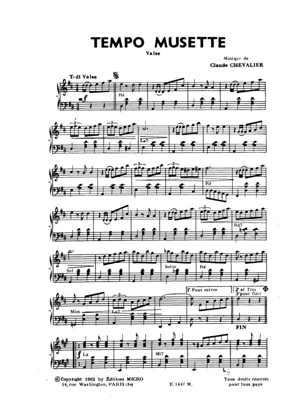 télécharger la partition d'accordéon Tempo Musette (Valse) au format PDF