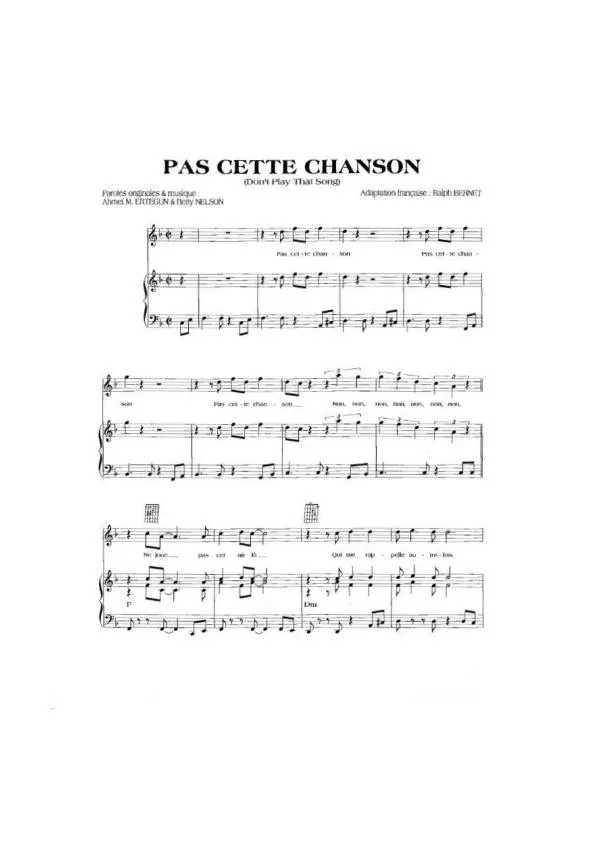télécharger la partition d'accordéon Pas cette chanson (Don't play that song) (Chant : Johnny Hallyday) au format PDF