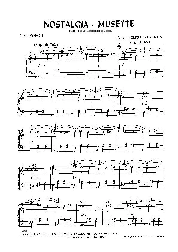 télécharger la partition d'accordéon Nostalgia Musette (Arrangement : Antoine Izzi) (Valse) au format PDF