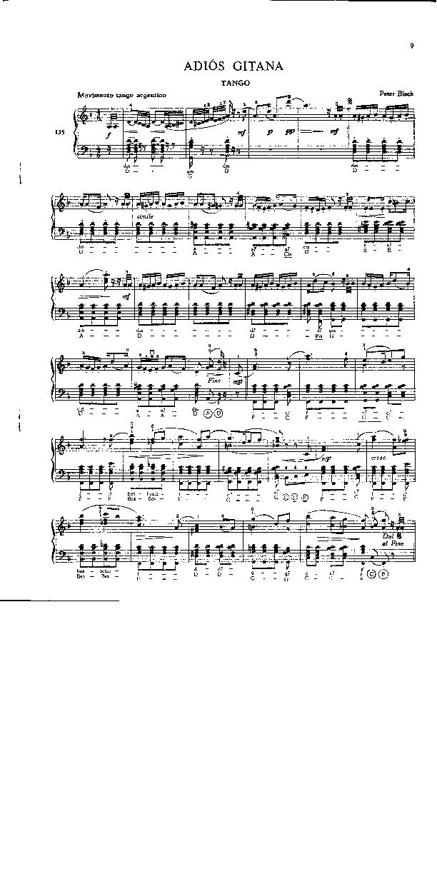 télécharger la partition d'accordéon Adios Gitana (Tango) au format PDF