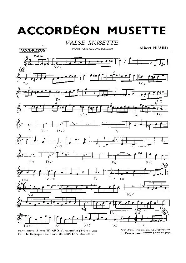 télécharger la partition d'accordéon Accordéon Musette (Valse Musette) au format PDF