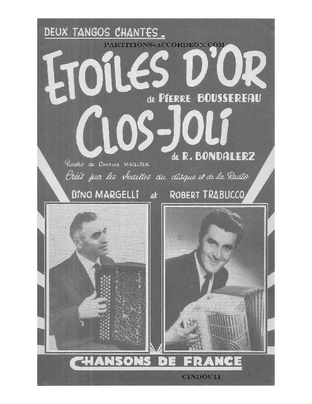 télécharger la partition d'accordéon Clos Joli (Créé par : Dino Margelli / Robert Trabucco) (Orchestration) (Tango Chanté) au format PDF