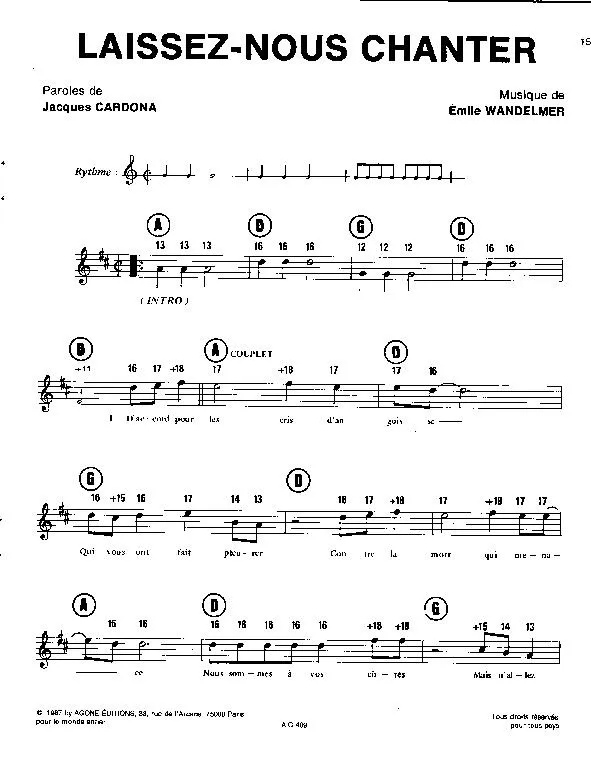 télécharger la partition d'accordéon Laissez nous chanter (Chant : Gold) au format PDF