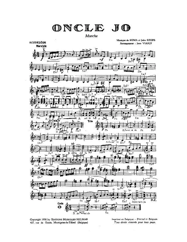 télécharger la partition d'accordéon Oncle Jo (Arrangement : Jean Viardi) (Marche) au format PDF