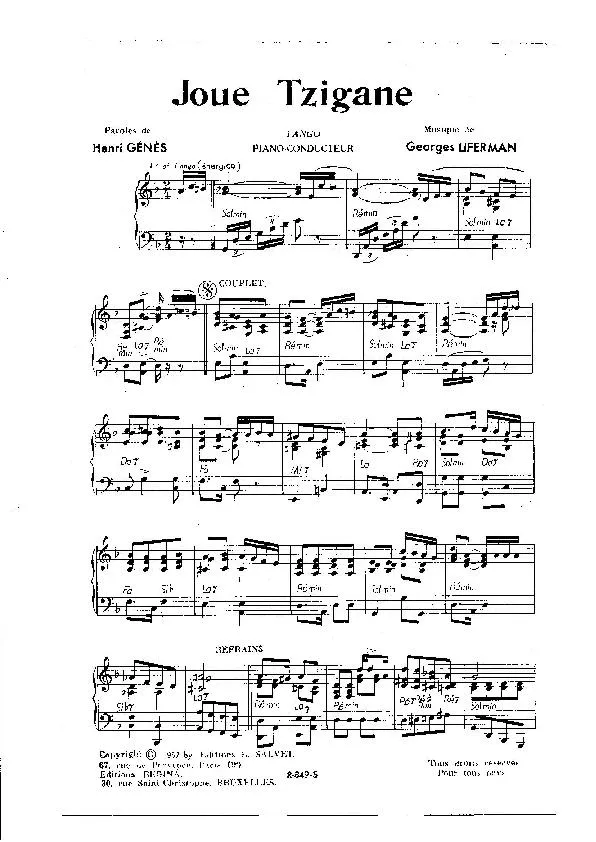 télécharger la partition d'accordéon Joue Tzigane (Tango) au format PDF