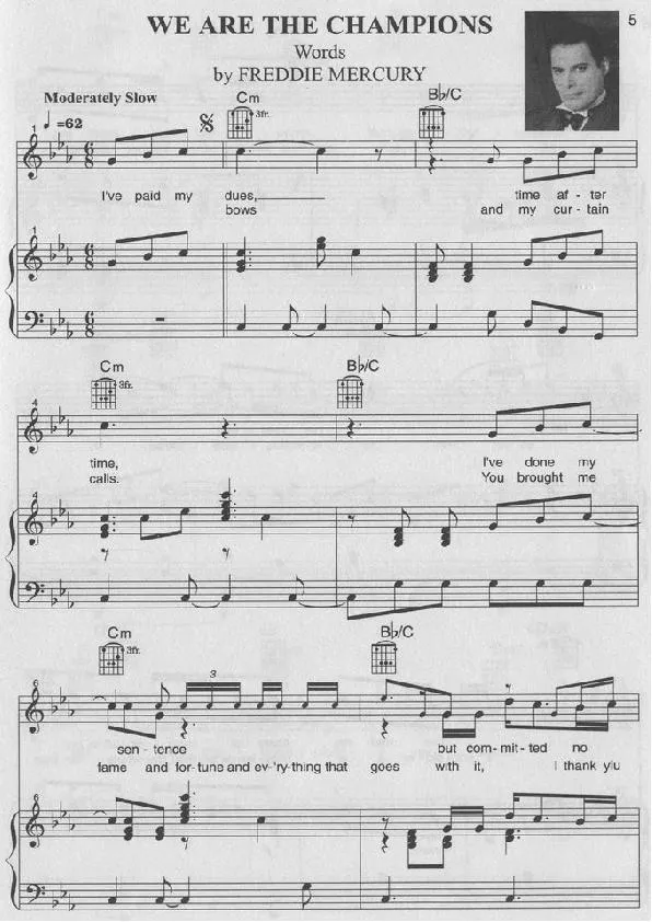 télécharger la partition d'accordéon We are the champions (Chant : Queen) au format PDF