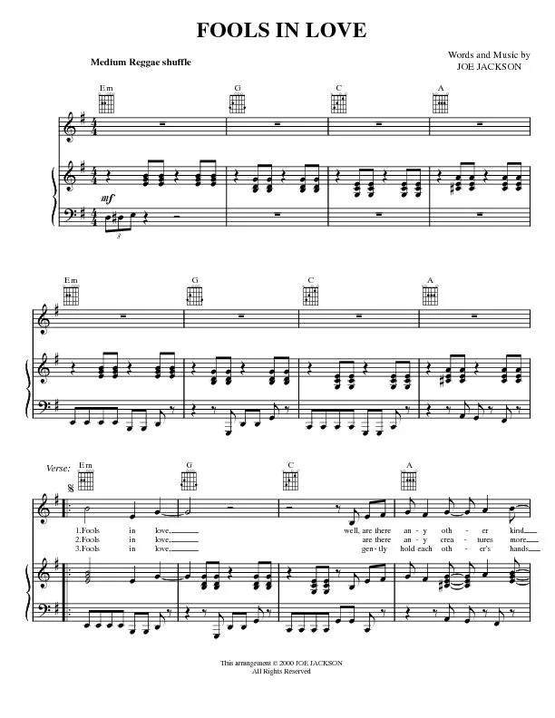 télécharger la partition d'accordéon Fools in Love au format PDF
