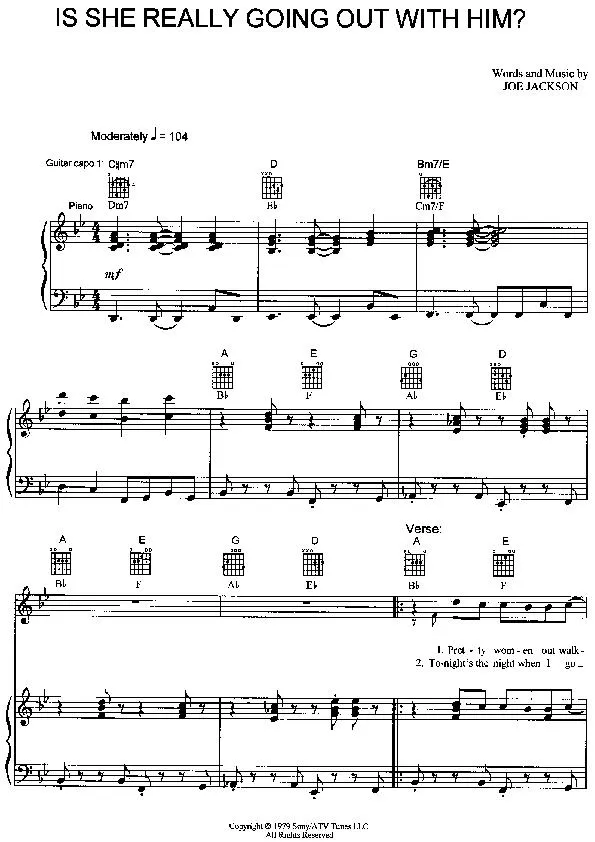 télécharger la partition d'accordéon Is she really going out with him au format PDF