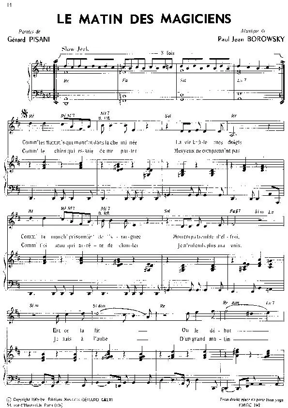 télécharger la partition d'accordéon Le matin des magiciens (Chant : Martin Circus) (Slow Jerk) au format PDF